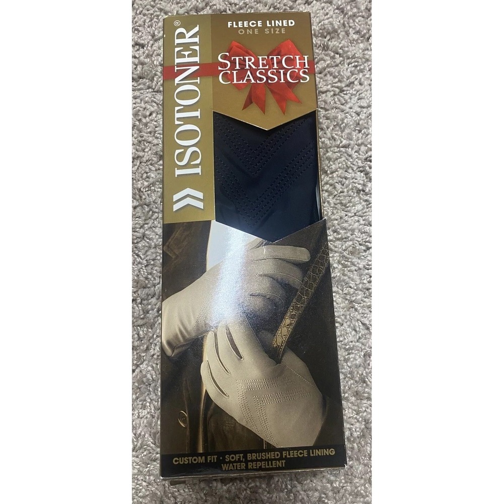 Isotoner Women's Fleece Lined Stretch Black Gloves One Size New In Box